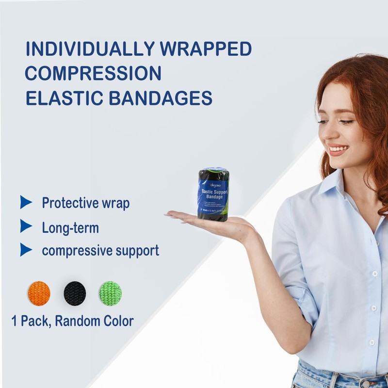 Degasa Elastic Bandage wrap with Closures Clips, 1 Pack, Random