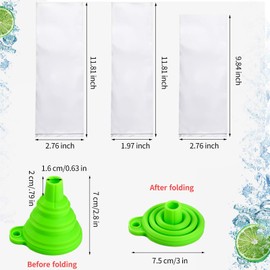 Ice Lolly Bags Disposable Ice Cream Mold Bags with Silicone Funnel, 3 Size Ice Candy Bags DIY Ice Cream Pouch for Making Ice Cream Yogurt, 2x12 Inch, 3x12 Inch, 3x10 Inch (1002 Pcs)