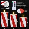 HN HAIINAA Christmas Red Stripes Glitter Flickering Flameless Candles, Battery