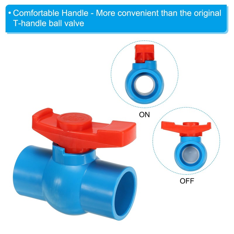 PATIKIL 40mm 1-1/2" ID PVC Ball Valve, 2 Pack Socket