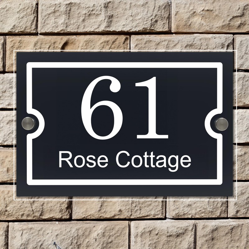 Badgemaster Layered Glass Effect Modern Anthracite Acrylic House Number Sign
