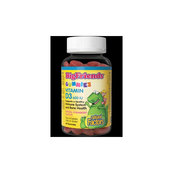Natural Factors Big Friends Vitamin D3 600iu (Strawberry) - 60 Gummies