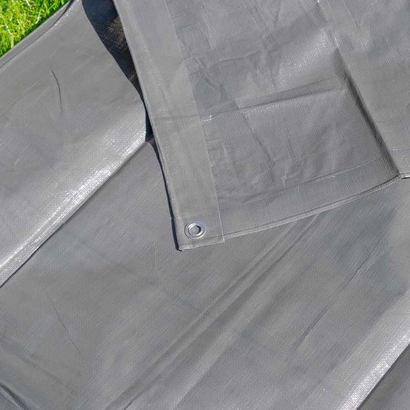 Heavy duty gray waterproof tarpaulin/ground sheet,uv resistant,reinforced hems and corners,eyelets