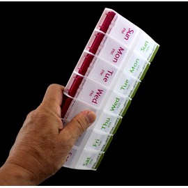 PILLBOX Jumbo Extra Large 8" x 4.25" Pill Organizer 7 Day 2 Times a Day Weekly Pill Box