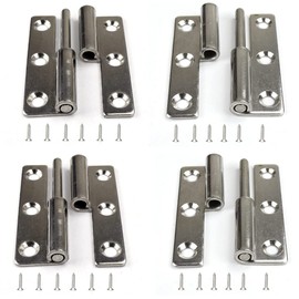 4 bisagras de elevación de 3 pulgadas, bisagras de puerta desmontables, bisagra de bandera de acero inoxidable, bisagra de elevación de puerta (derecha 2 unidades + zurdos 2 unidades)
