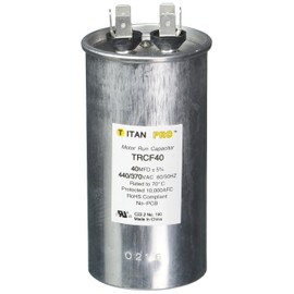Motor Run Capacitor, 40 MFD, 4-7/16 In. H