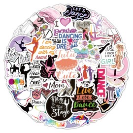 Pack of 100 Dance Stickers Pack Dance Sticker Set Waterproof Vinyl Stickers for Laptop Children Cars Motorcycle Bicycle Skateboard Luggage Suitcase Computer Sticker Graffiti Decal