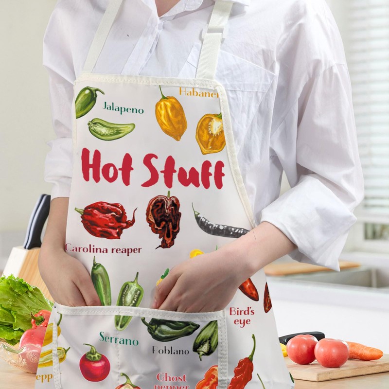JXGZSO Hot Stuff Chili Pepper Apron Cooking Chef Apron with