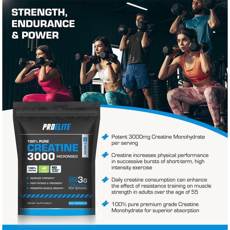 Creatine Capsules x 240 Vegan 3000mg of Unflavoured Creatine Monohydrate