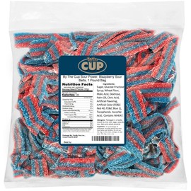 By The Cup Sour Power Blazpberry Sour Belts, 1 lb Bulk Bag