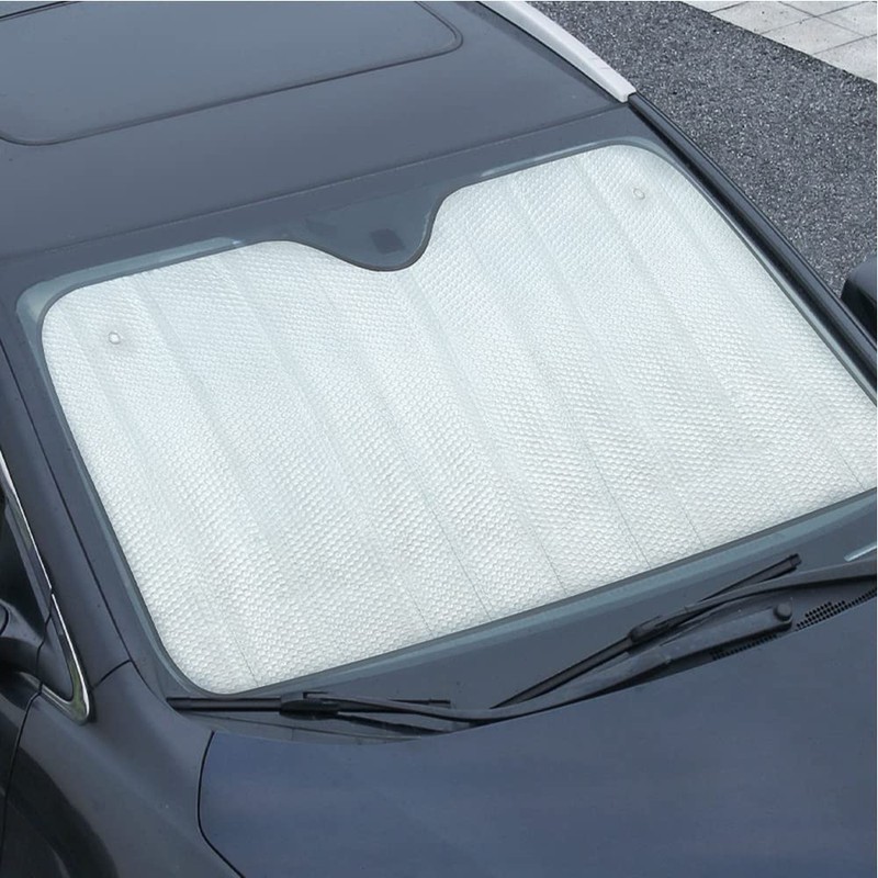 Riloer Aluminum Foil Windshield Sunshade with 2 Suction Cups, Windshield