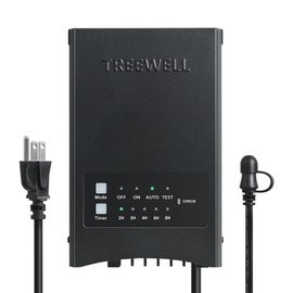 TREEWELL 300W Low Voltage Landscape Transformer, Outdoor Landscape Lighting Transformer with Photocell Sensor & Timer, 120V AC to 12V/15V AC Weatherproof Transformer for Spotlight, Pathway Light