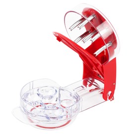 Cherry Pitter, Stainless Steel Multi Cherry Stoner Remover Tool – Pit 6 Cherries at Once with Ergonomic Grip & Splash Guard | UK Cherry Pitter for Olives, Dates & Small Fruits (19.5x11x6cm)