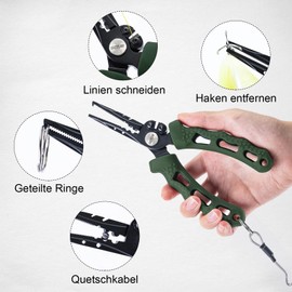 Goture Fishing Pliers, Snap Ring Pliers, Long Fishing Pliers with Cover of the Clamp, Fishing Pliers with Spring Lanyard, 18.5 x 7 x 4.5 cm