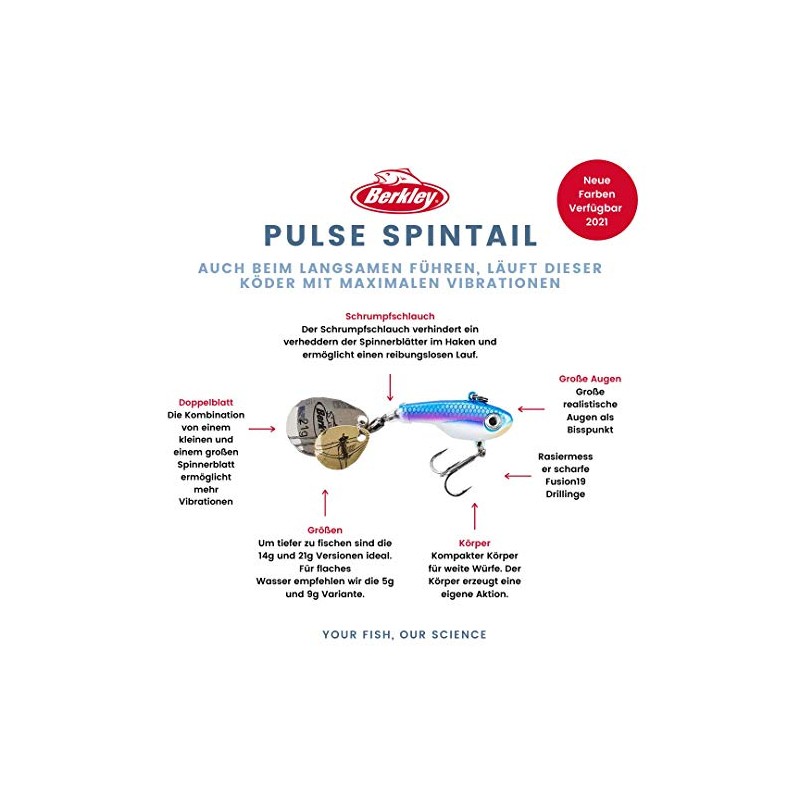 Berkley Pulse Spintail, Jig Lure with Spinner Blade & Berkley