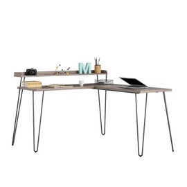 Ameriwood Home Haven L-Desk with Riser, Distressed Gray Oak