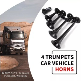 Horn FARBIN 4-speaker 12V air horn 150dB car horn kit with compressor Train SUV Black