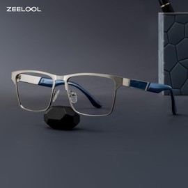 Zeelool Blue Light Glasses for Men Metal Rectangle Eyeglasses JGM146843-01 Sliver
