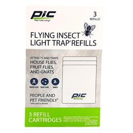 PIC Flying Insect Light Trap Refill, Attracts & Trap House Flies, Fruit Flies, and Gnats - (3 Refill Cartridges)
