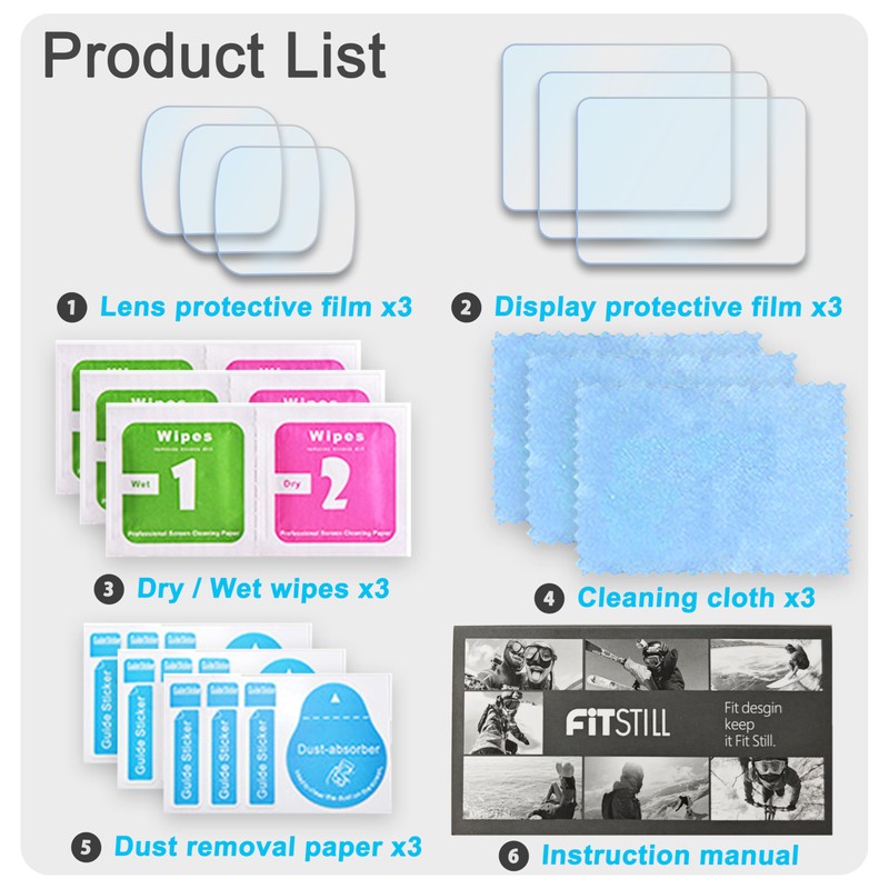 FiTSTILL 6PCS DJI Osmo Pocket 3 Screen Protector,0.24mm 9H Hardness