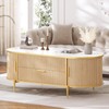 Itaar Modern Luxury Fluted Lift Top Coffee Table, Oval Coffee