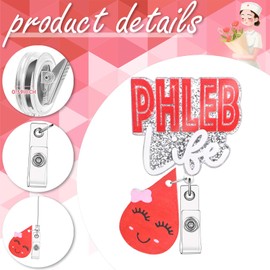 SEEVOR Phlebotomist Badge Buddy with Phlebotomy Badge Reel Retractable Nursing ID Clip for Nurses Students (Red)