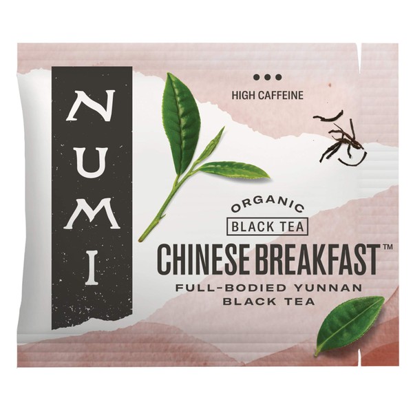 Numi Organic Chinese Breakfast Tea, 100 Tea Bags, Full Bodied Yunnan Black Tea, Malty & Floral, Caffeinated