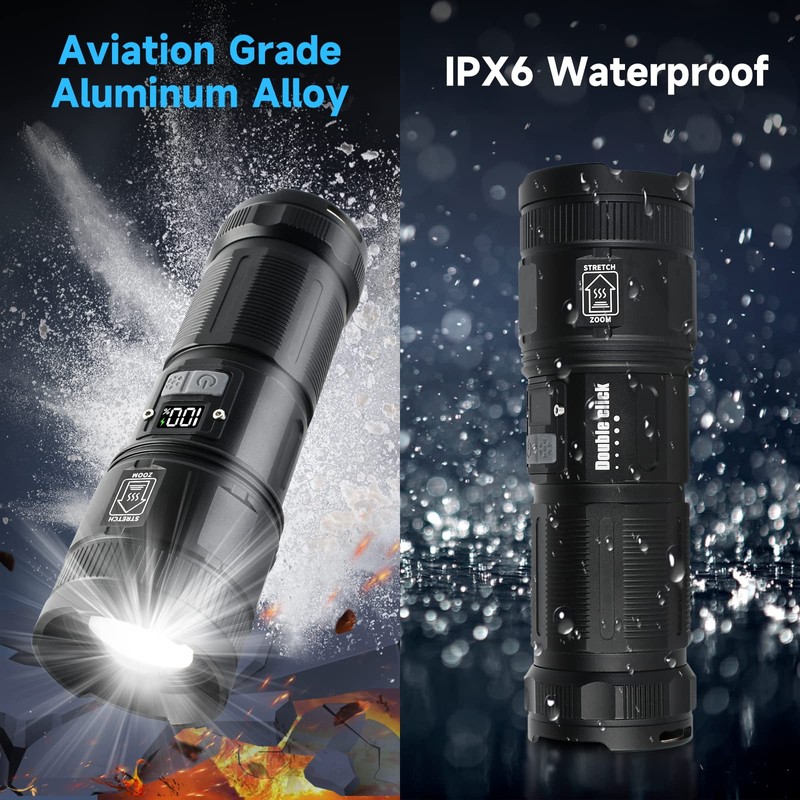 Rechargeable Flashlights High Lumens, 3000 Lumens Super Bright Led Tactical