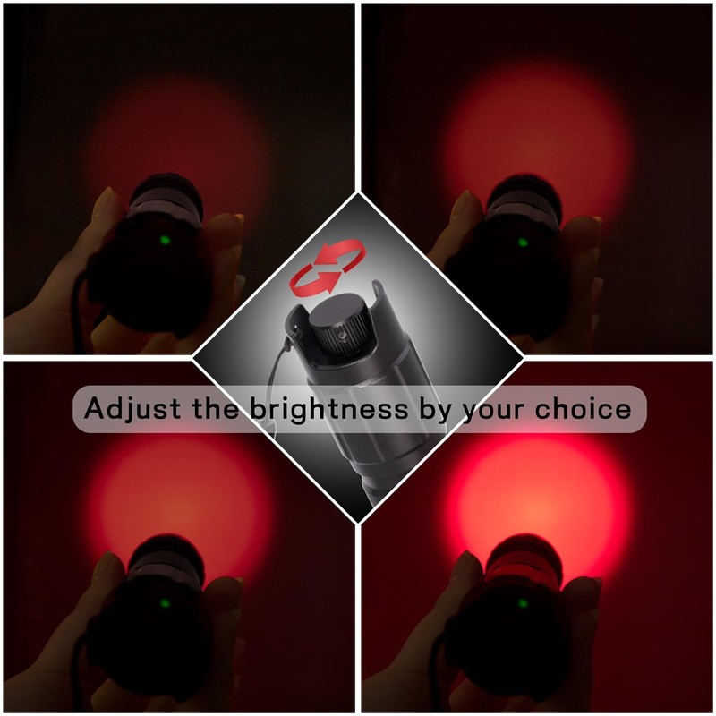 WAYLLSHINE Stepless Dimming Red Light Flashlight, 620nm-630nm High Purity, Adjustable