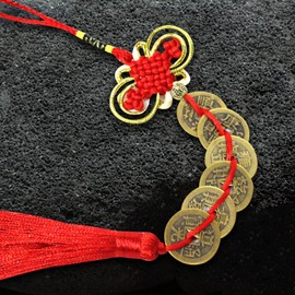 Feng Shui Goods, Good Luck, Good Luck, Chinese Tie, Feng Shui, Five Emperors, Six-Emperor, Ancient Coin, Demonstrates the Power of Fortune Protection (Six Emperors, Ancient Money)