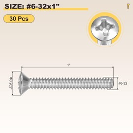 METALLIXITY Phillips Cross Recessed Countersunk Head Screws Bolts (#6-32x1) 30Pcs, 304 Stainless Steel Flat Head Woodworking Machine Screws - for Furniture Assembly DIY Projects, Silver