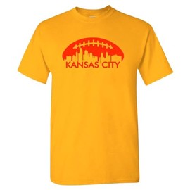 Xtreme Apparrel Football Fans - KC Skyline Men's T-Shirt (Gold Shirt, 4XL)