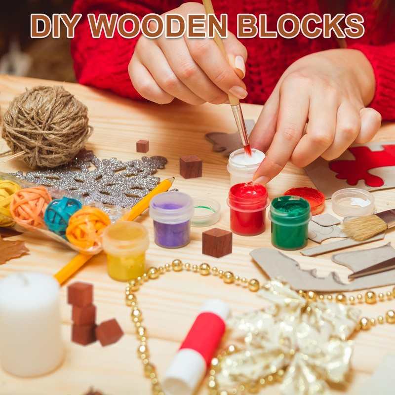 sourcing map 25 Pcs Wooden Blocks, 0.78 Inch Unfinished Wooden