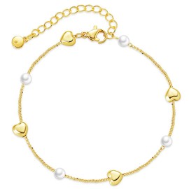 Pearl Bracelets for Women Gold Faux Pearl Bracelet for Teen Girls (A: Pearl Bracelets)