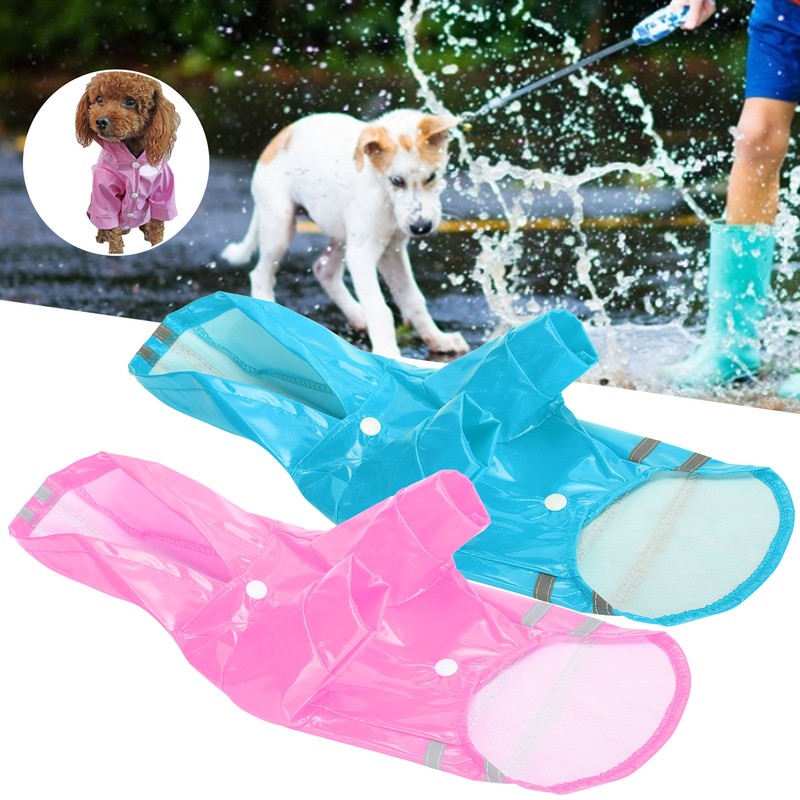 Waterproof Pet Raincoat Dog Reflective Stripe Rain Jacket Breathable Hooded