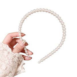 scicent Pearl Headbands for Women 2 Pieces Faux Pearl Hairbands Bridal White Head Band Wedding Hair Hoop Wedding Hair Accessories for Women - 16023
