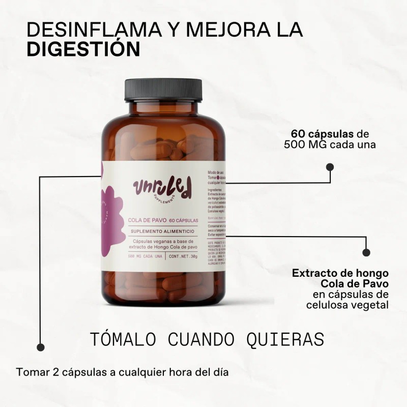 Hongo Cola de Pavo Cpsulas Veganas Sin Sabor UNRULED FOODS