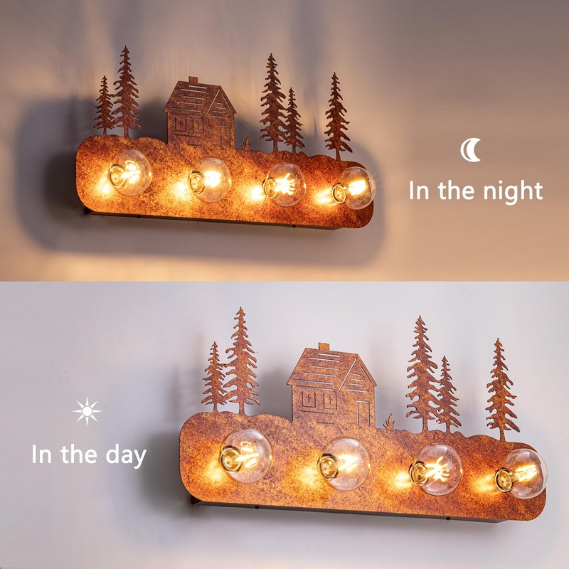 TOCHIC Rustic Vanity Lights Over Mirror 4 Lights Dimmable Cabin