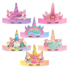 WERNNSAI Mermaid Party Crowns - 12 PCS Mermaid Birthday Party Hat Glitter Paper Princess Crowns for Kids Girls Headband Accessories for Under the Sea Ocean Party Decoration Favor Supplies