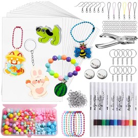 Altdeovk 309 PCS Shrinky Dink Sheets, A5 Shrinky Dink Keychain Kit, Shrink Dinks Paper Kits for Kids DIY Art Craft with Keychain Earring HairClips Brooch Accessories(7.87x5.70inch)