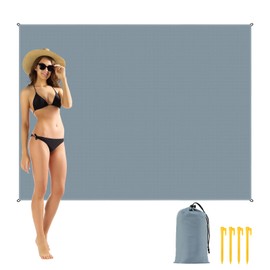AYBUY Beach Blanket, Sand-Free, Outdoor Blanket, Ultralight Picnic Blanket, Waterproof, 200 x 140 cm, Sand Camping Blanket, Tent Underlay, Beach Towel, Beach Mat for Hiking, Camping (Grey)