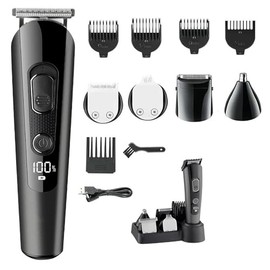 Mens Hair Clippers, 5 In 1 Grooming Kit Professional Hair Trimmer For Men Beard Clipper Electric Facial Body Grooming For Nose Ear Eyebrow