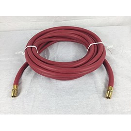 3/8" X 75' HBD THERMOID Rated @300 PSI, Thermoid Value-Flex red Hose, 3/8"ID, W/Brass 1/4" Rigid Male X Rigid Male Dixon Fittings Attached