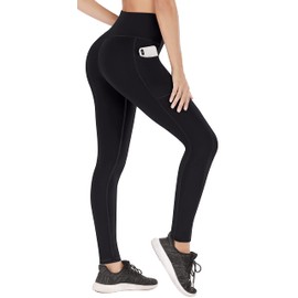 Heathyoga Leggings with Pockets for Women Tummy Control High Waist Yoga Pants with Pockets for Workout Athletic Leggings Black
