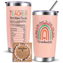 Teacher Gifts for Women-Teacher Appreciation Gifts -Gifts for Teachers Women - Birthday, Christmas, Graduation, Thanksgiving, Appreciation Week, Back to School Gifts -20 Oz Teacher Tumbler(Pink)