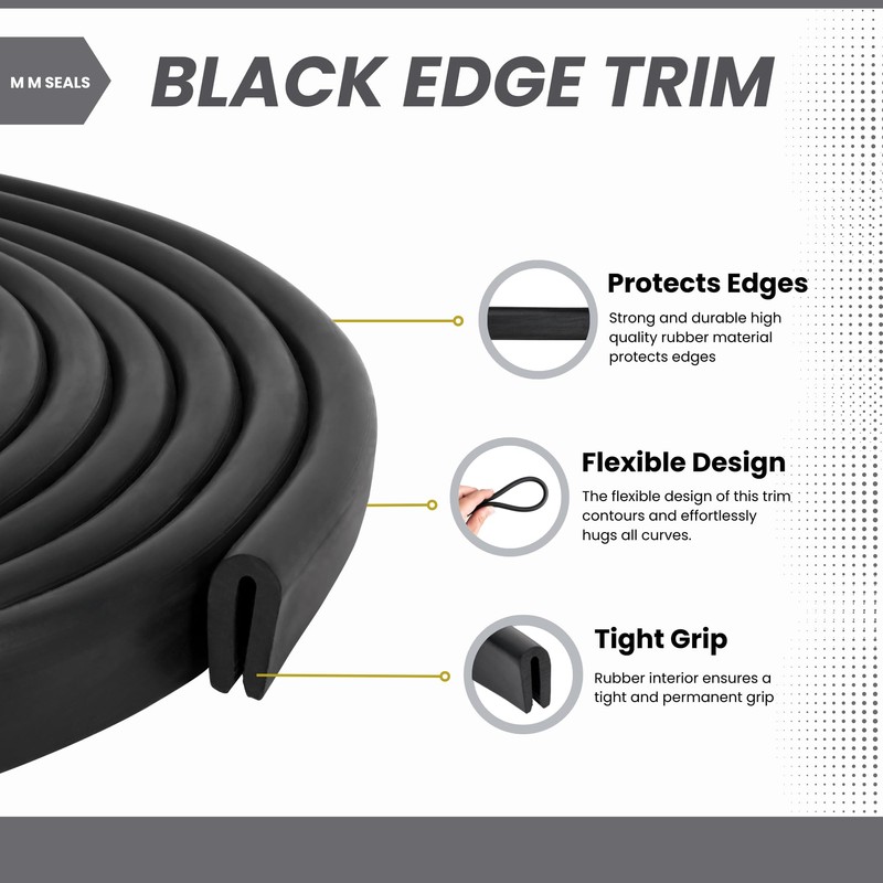 M M SEALS Edge Trim Rubber, Fits Edge up to