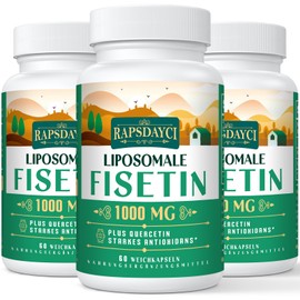 Liposomal Fisetin and Quercetin 1200 mg - 60 Soft Gel Capsules (1000 mg Fisetin, 200 mg Quercetin) - Improved Absorption - Powerful & 100% Natural (60 Pieces (Pack of 3)