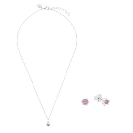 Prinzessin Lillifee 2040133 Set 925 Sterling Silver Girls Children's Multisets, with Synthetic Zirconia 35 + 3/0.4 cm, Silver, January, Comes in Jewellery Gift Box, Sterling silver, Cubic Zirconia