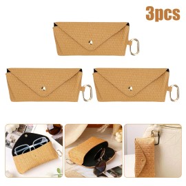 RedTagTown 3 PCS Hard Shell Rattan Sunglasses Case Eyeglass Protective Pouch for Daily Use
