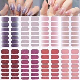 8 Sheets Nail Polish Stickers Full Nail Gradient Color Glitter Fingernails Wrap Adhesive for Women Manicure Decor Tips
